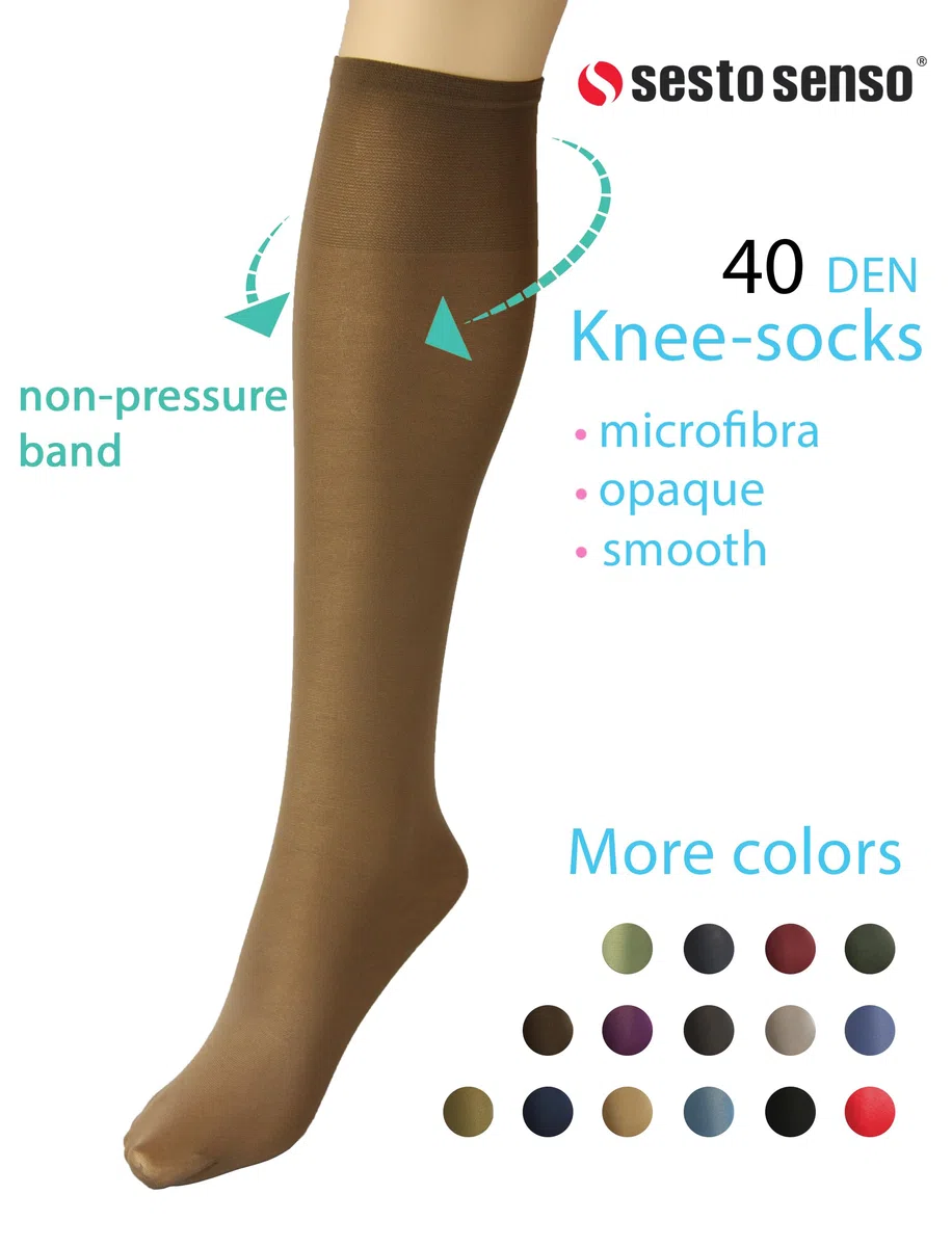 sesto senso 6 Paia Gambaletto Donna Microfibra Opaca 40 den di Calze Lunghe Colorate Setose