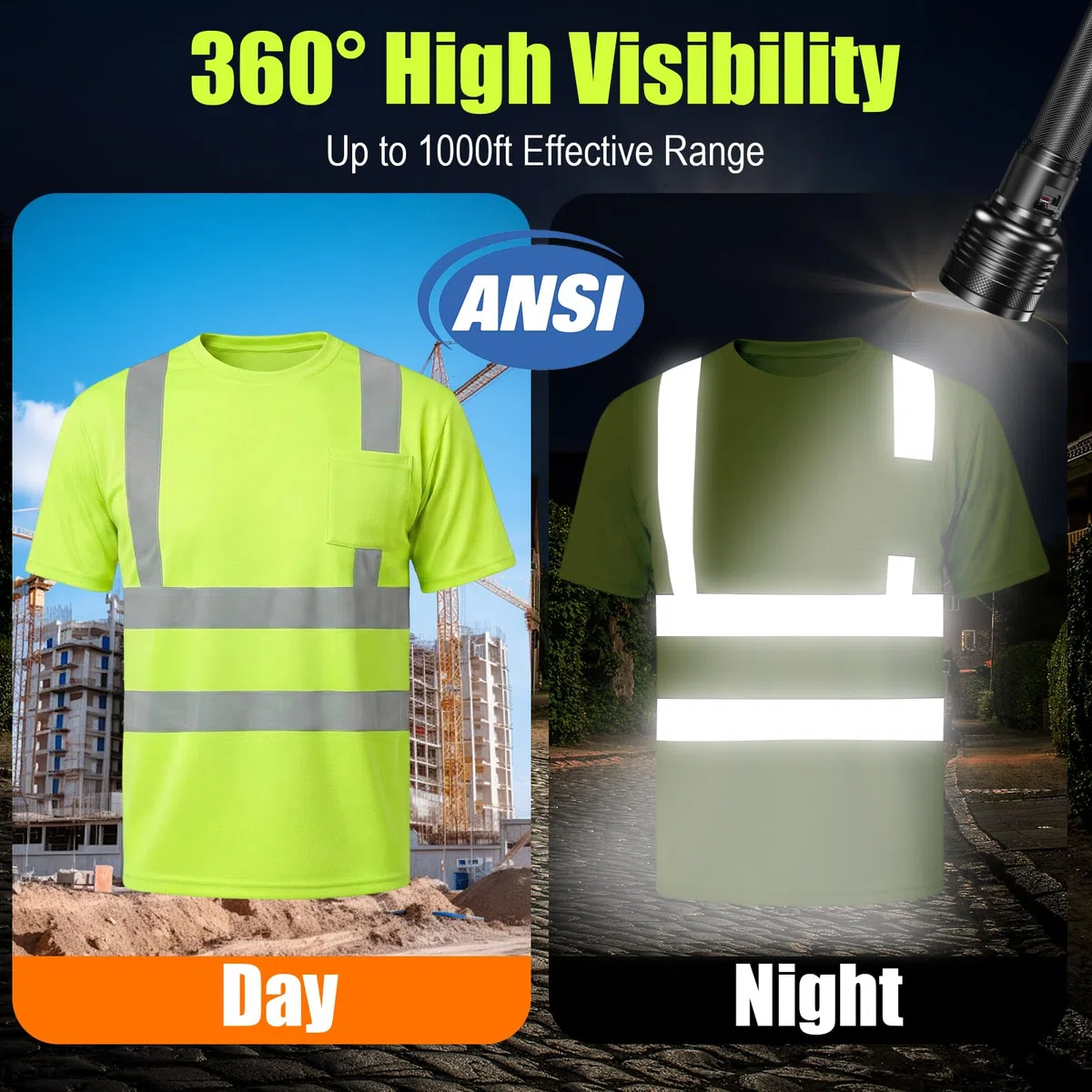 HYCOPROT T-Shirt ad Alta Visibilità Gilet di Sicurezza Riflettente Camicia a Maniche Corte Leggera e Traspirante Abbigliamento da Lavoro a Maniche Corte Camicie