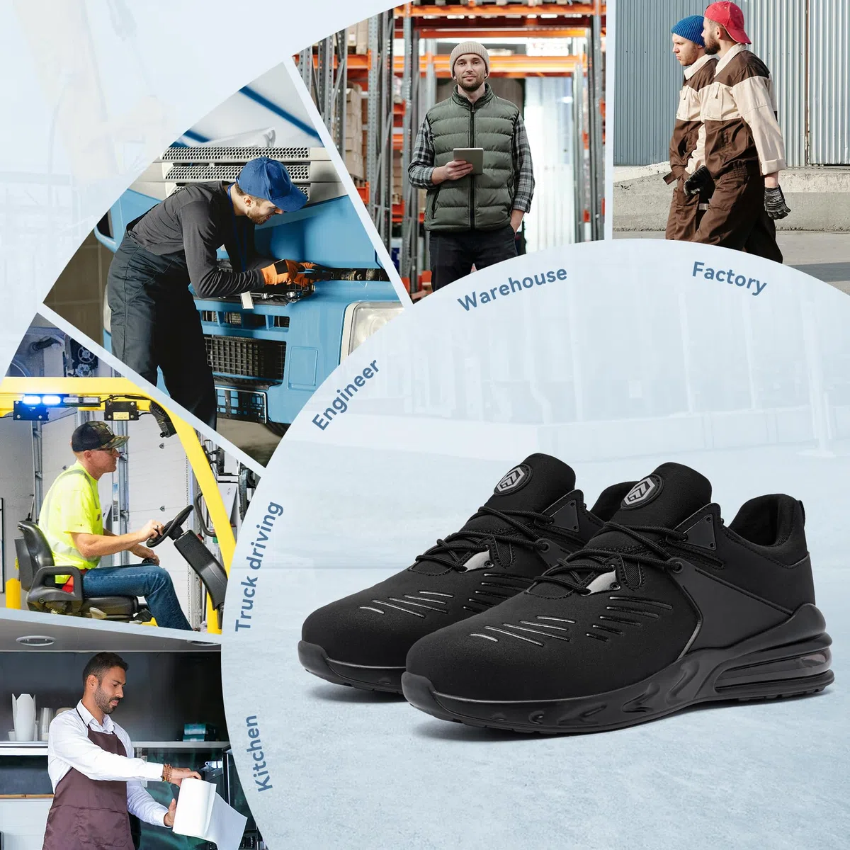 LARNMERN PLUS Scarpe Antinfortunistiche Uomo Donna SRC Antiscivolo Cucina Scarpe da Lavoro Punta in Acciaio Leggere Traspiranti Comode