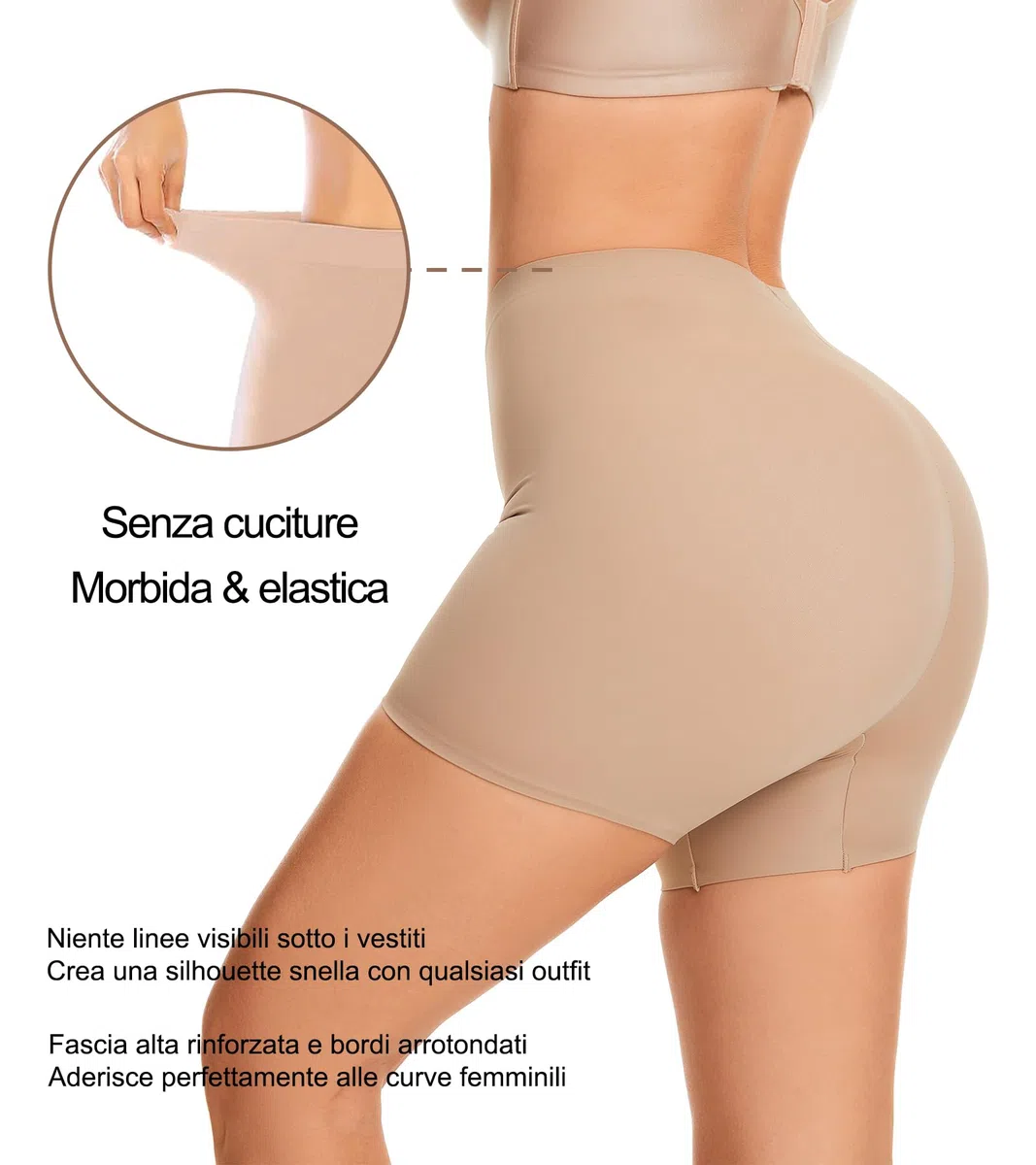 Pantaloncini Modellante Donna Culotte Contenitivi Shorts Senza Cuciture Vita Media