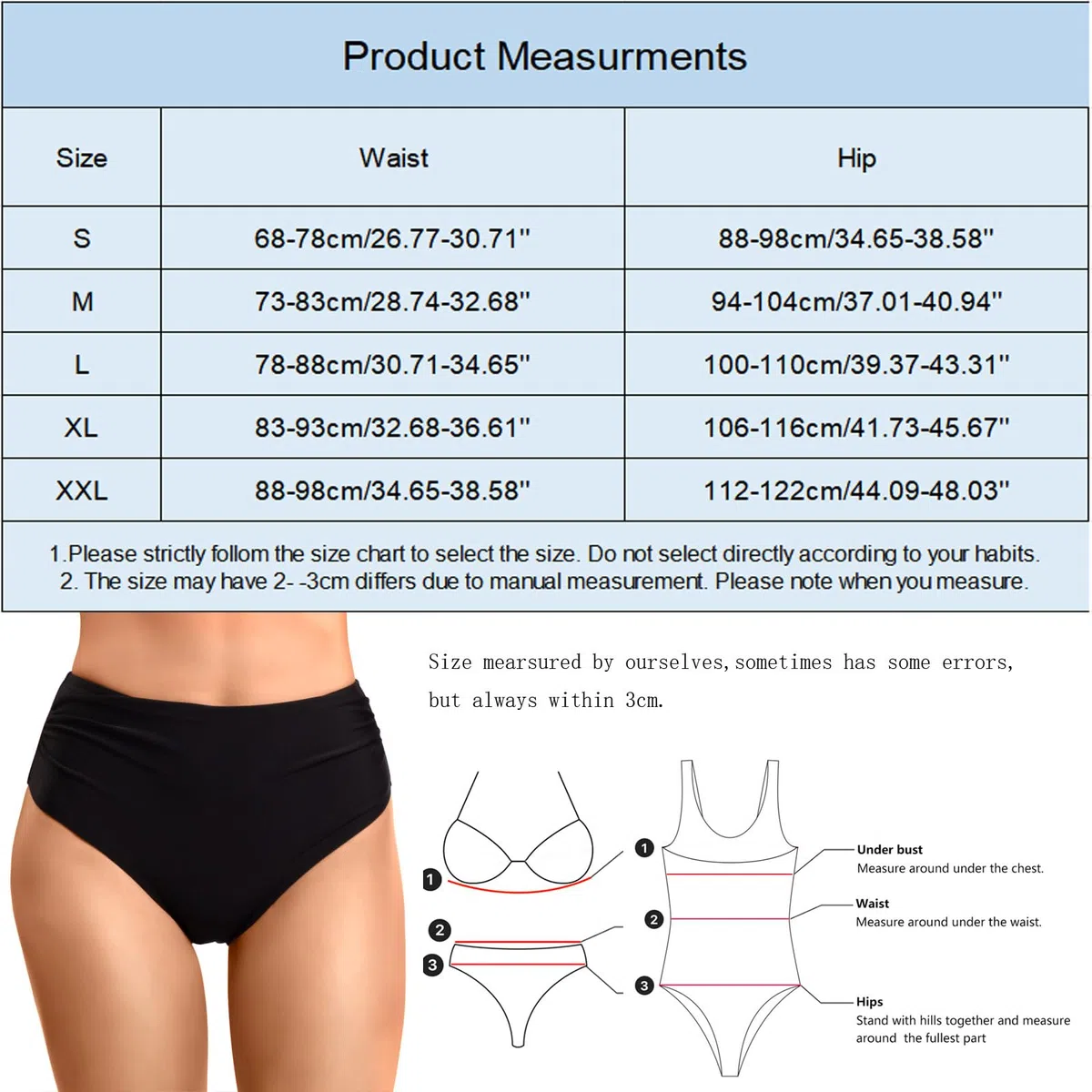 Slip bikini da donna taglie forti a vita alta Slip da bagno Pantaloncini da spiaggia Fondo con volant Taglio Fondo da bagno Copertura totale Fondo costume da bagno Pantaloncini sportivi da yoga