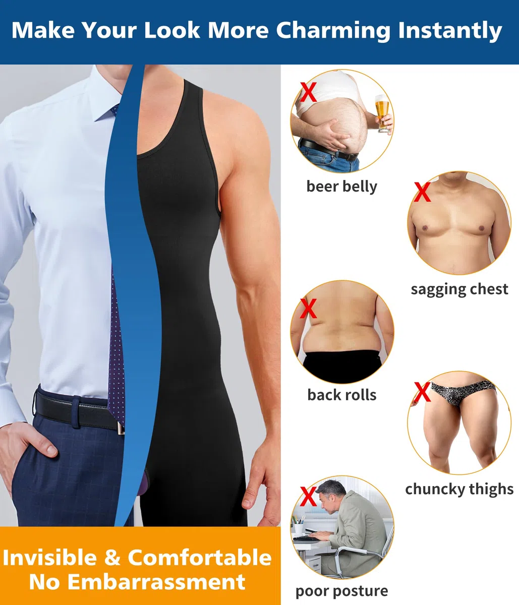 Abbigliamento uomo, controllo dell’addome, body trainer, modellatore del corpo, camicie di compressione, pantaloncini per dimagrire l’addome