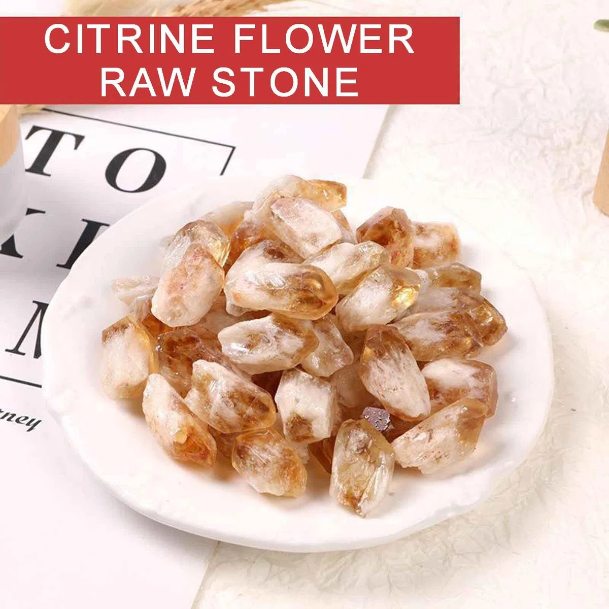 Quarzo Naturale, Fiore di Quarzo Cristallo Giallo - Rocce Decorative for Acquario, Pietre grezze curative for la Decorazione Domestica | 1.2~2in/1.1lb