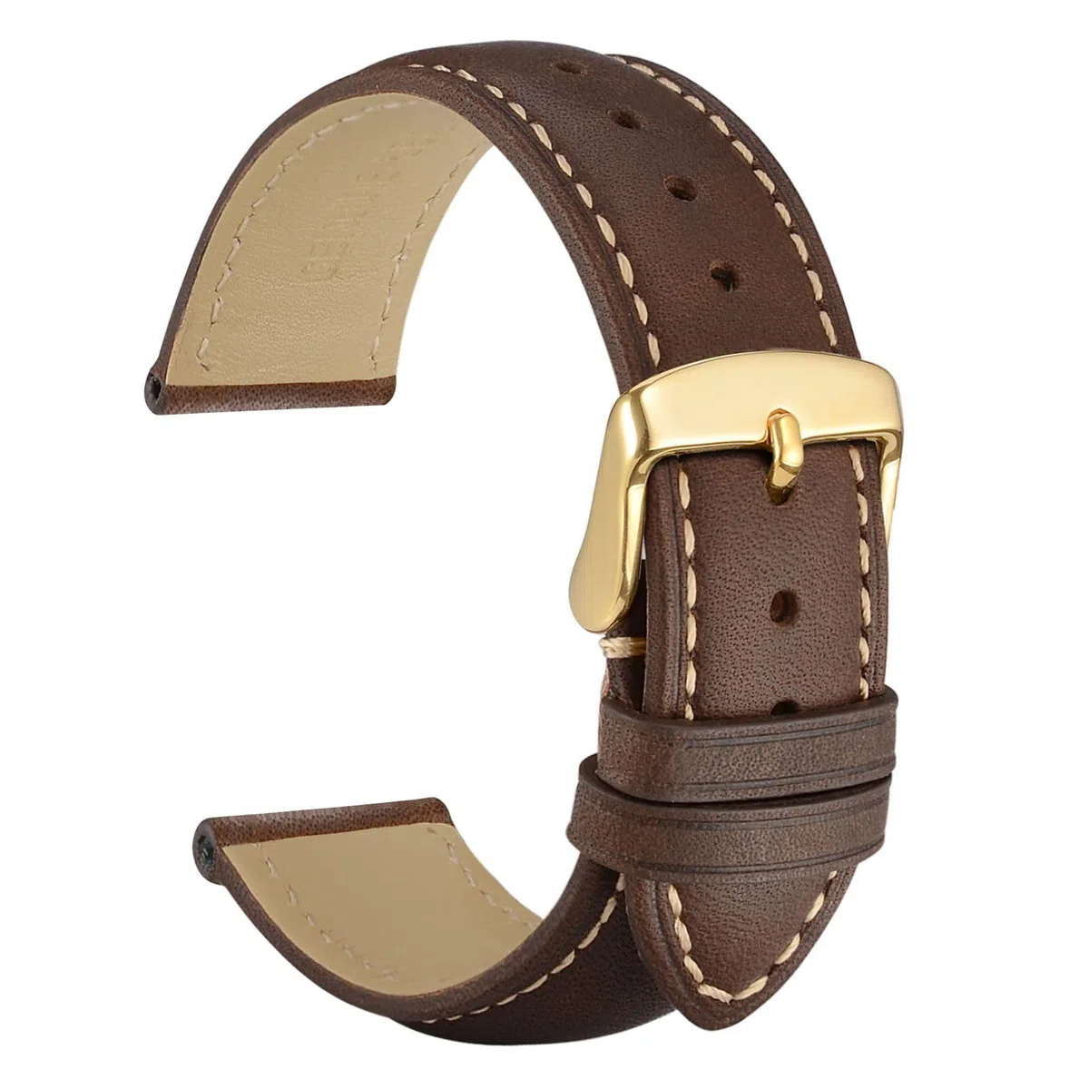 WOCCI Cinturino Orologio in Pelle Retrò con Fibbia Dorata, Cinturini di Ricambio 14mm 15mm 16mm 17mm 18mm 19mm 20mm 21mm 22mm 23mm 24mm