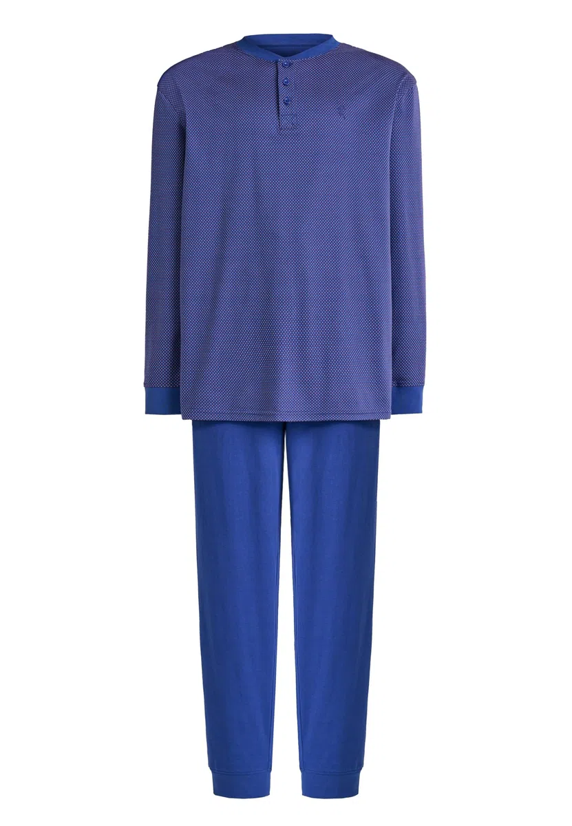 El Búho Nocturno Pigiama Uomo Cotone Lungo Leggero - 100% o Mistura - Intero Manica Lunga Maglia Righe Tasche - Set Due Pezzi Notte Casa Autunno Mezza Stagione, 100% Cotone, Blu 5105, 3XL