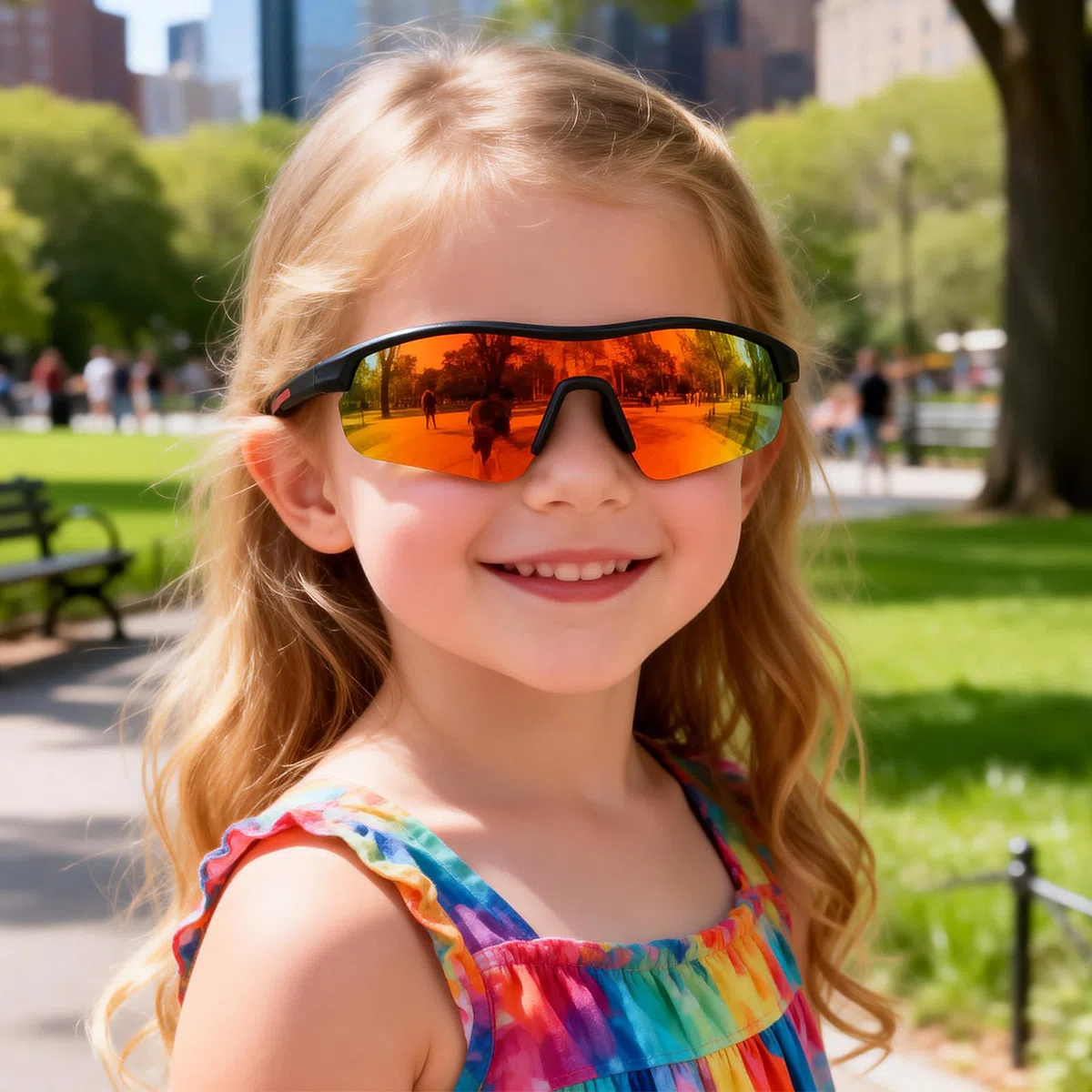 Occhiali da Sole Bambino e Bambina 5 ai 13 Anni - Polarizzati Occhiali Sportivi Ciclismo Bici Running Protezione UV400 per Ragazzi e Ragazze