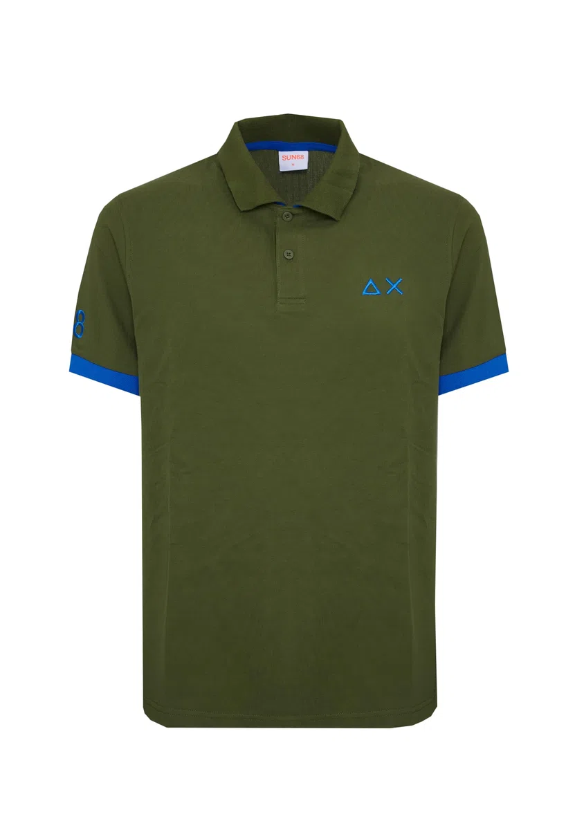 SUN68 Polo con Maxi Logo in Cotone
