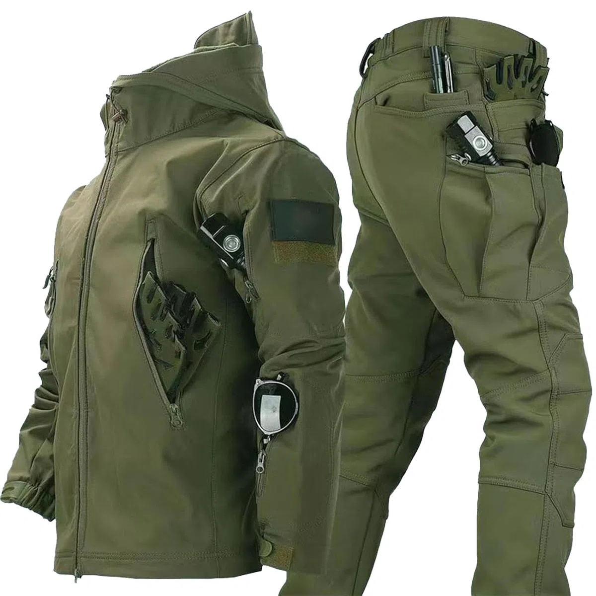 Giacca E Pantaloni Tattici, Set Uniforme Mimetica Impermeabile per Uomo, Completo Militare da Combattimento dell'Esercito, Giacca Softshell da Uomo,Uniformi Tattiche