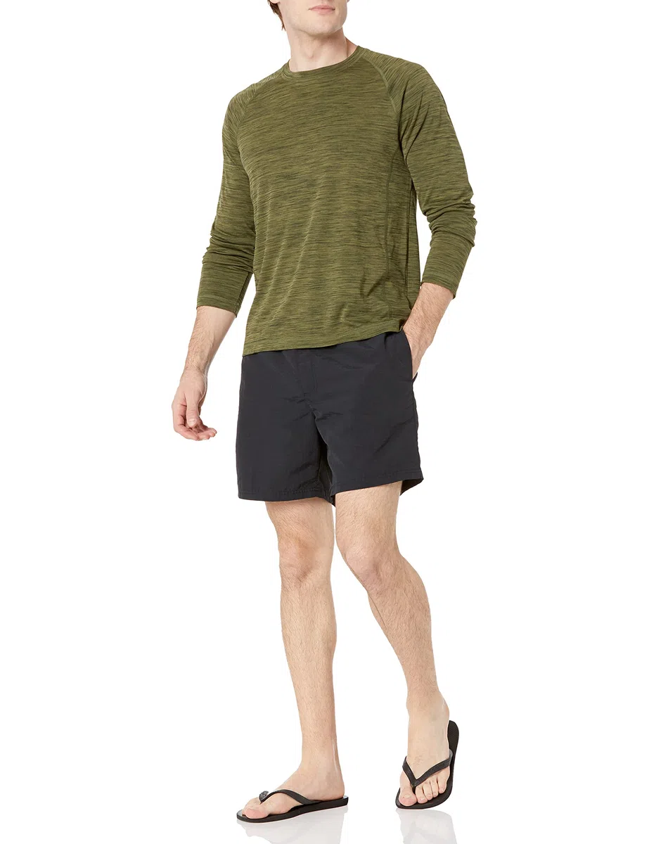 Amazon Essentials Costume a T-Shirt Ad Asciugatura Rapida a Maniche Lunghe Uomo, Verde Oliva Puntinato, XXL