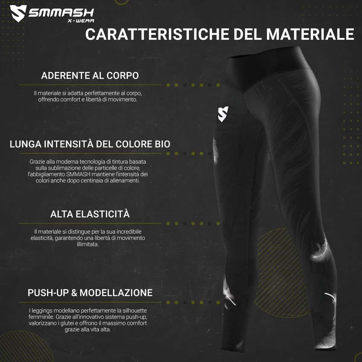SMMASH Leggings Sportivi Leggings Sportivi da Donna Lunghi A Vita Alta Push Up Opachi Elasticizzati Figura Modellante Pantaloni Sportivi Pantaloni Yoga