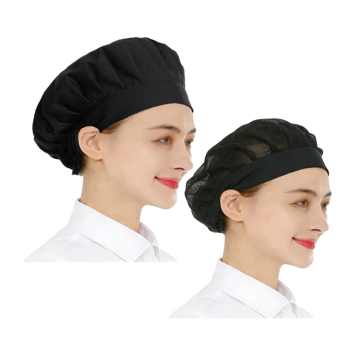 2 x cappello da chef cucina cappello da cuoco elastico in rete per catering panettiere servizio alimentare riutilizzabile