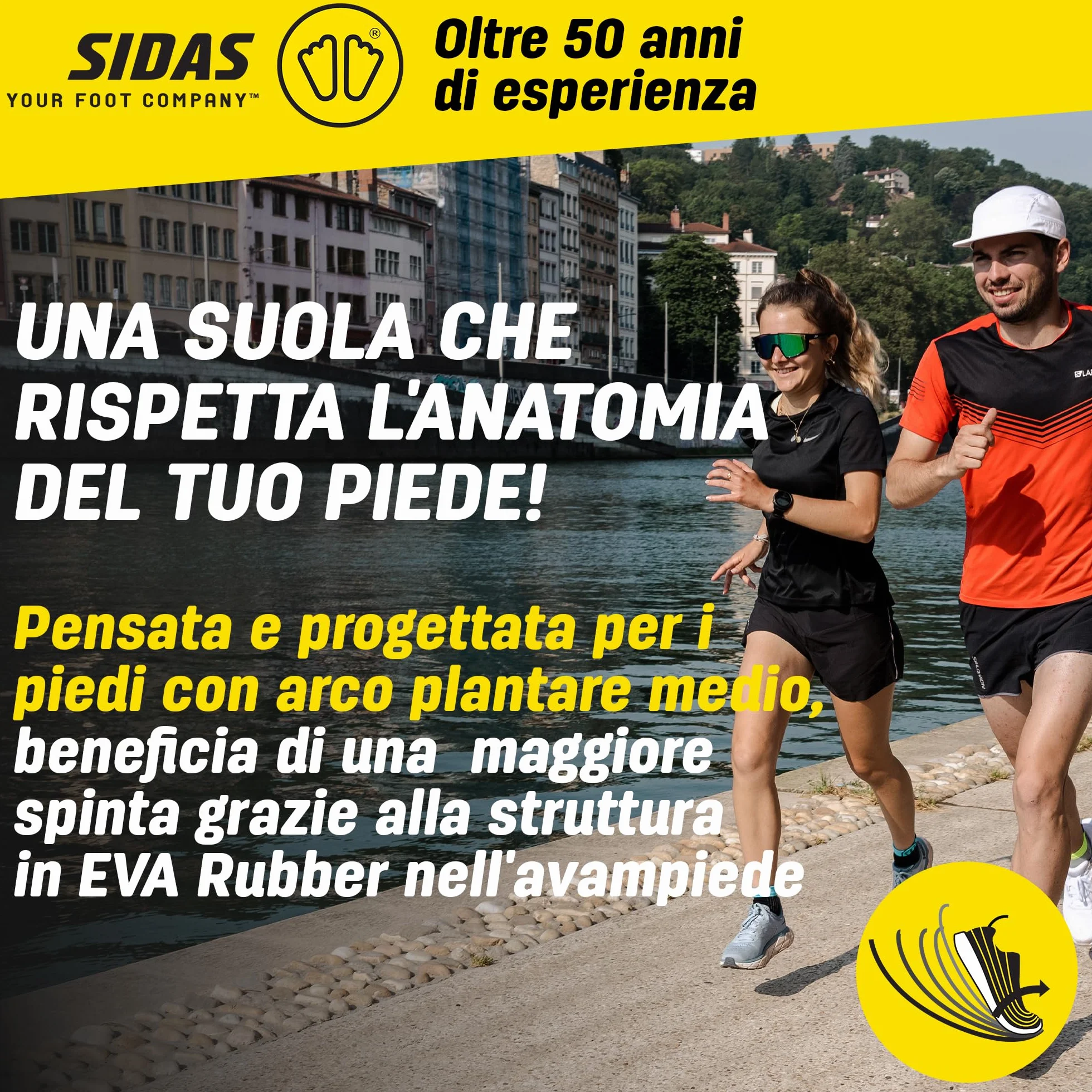 Sidas Solette 3Feet Activ' Mid, Corsa e Multisport, per Arco Plantare Medio, Assorbimento degli Urti, per Scarpe da Uomo e Donna