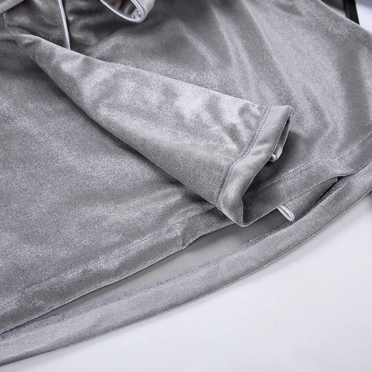 Pigiama da Donna a Maniche Lunghe Set in Due Pezzi, Set Cardigan Caldo E Confortevole, Camicia da Notte Sexy da Donna Loungewear,Grigio,M