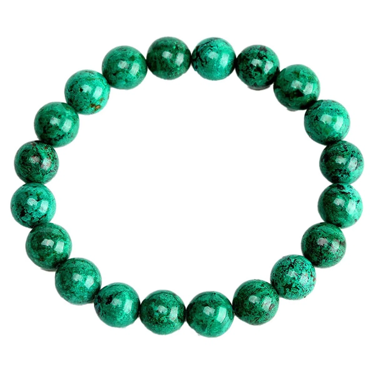 Bracciale in giada verde per donna uomo, pietra fenice di grado 7A con perline elasticizzate, misura regolabile