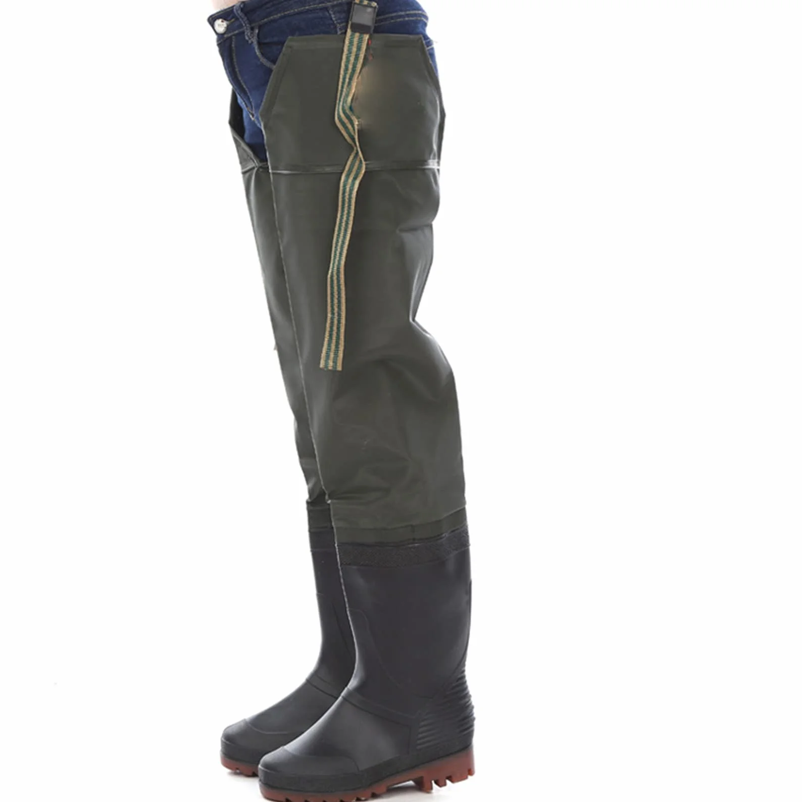 Pantaloni Pesca Impermeabili in Maglia Uomo, Scarpe Acqua Alte al Ginocchio Pantaloni Gamba PVC Trampolieri Regolabili Stivali Gomma Antiscivolo Stivali Pesca All'aperto Trampolieri