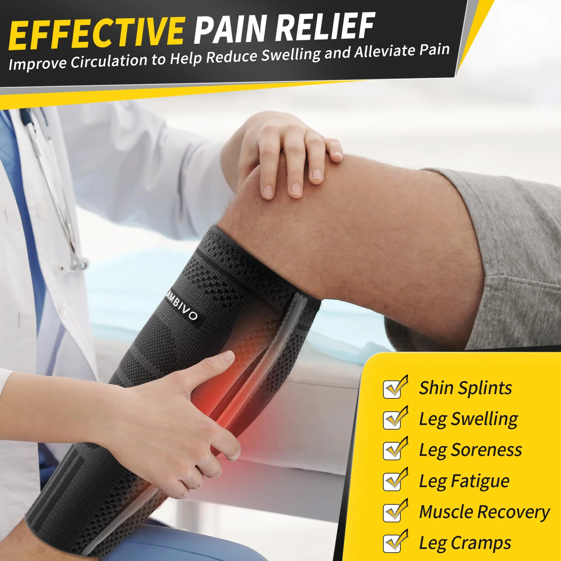 CAMBIVO Polpaccera Compressione Uomo Donna x2, Calze a Compressione, Gambaletti Compressione, Fascia Polpaccio Compressione, Calze Sportive per Corsa, Fitness, Sport, Calcio, Ciclismo, Vene Varicose