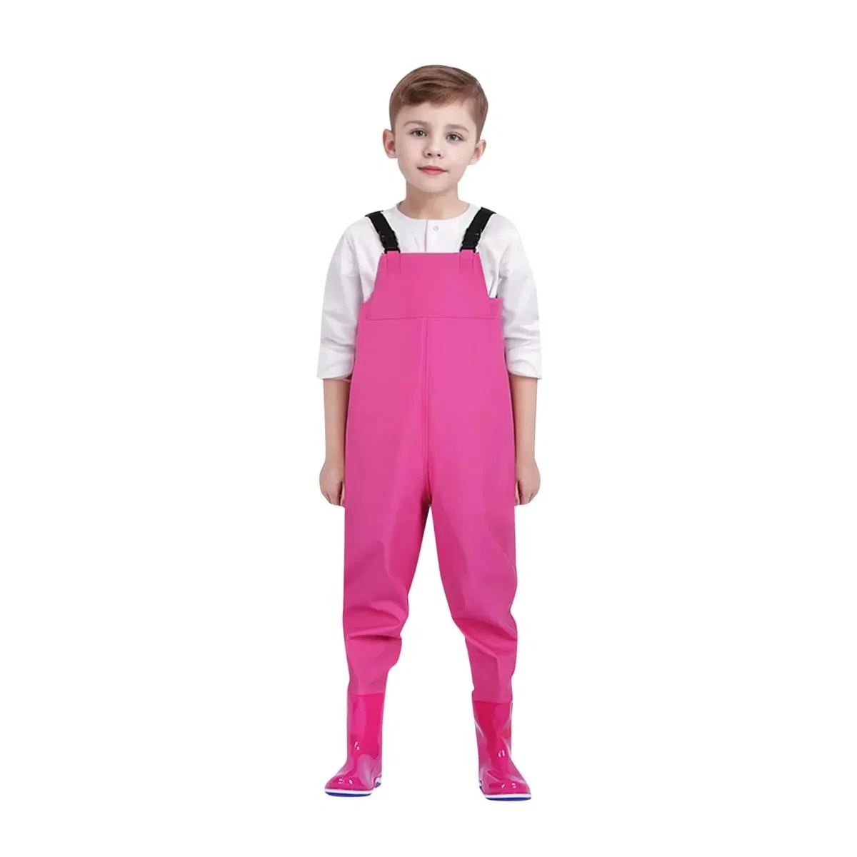 Pantaloni Impermeabili con Bretelle per Bambini, da Pesca e da Gioco, con Stivali, per Caccia e Pesca, per Bambini (Blu 11)