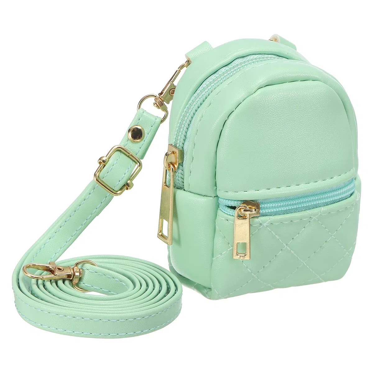PATIKIL Mini Zaino Borsa Cosmetic Carina Per Donne, Pelle PU Borsa A Tracolla Creativa Con Cordino Per Trucco Chiavi Carta Cavo Dati Organizzatore Zip Portamonete, Verde Chiaro