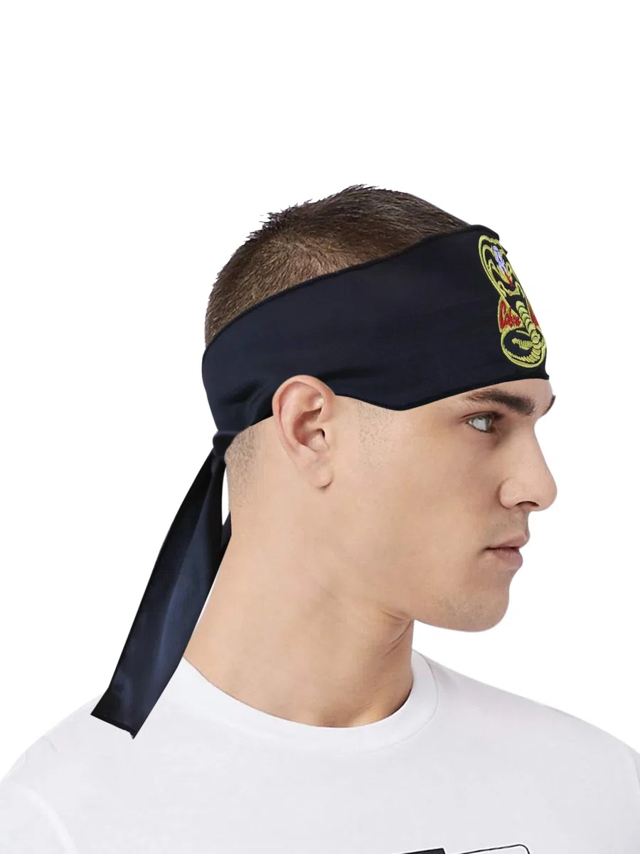 thecostumebase Sciarpa nera Cobra Kai con fascia per capelli Karate Kid