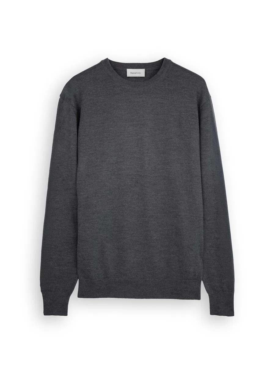 Diana Studio - Maglione Girocollo Basico in 100% Lana Merino, Uomo, Tinta Unita, Maniche Lunghe, Regular Fit