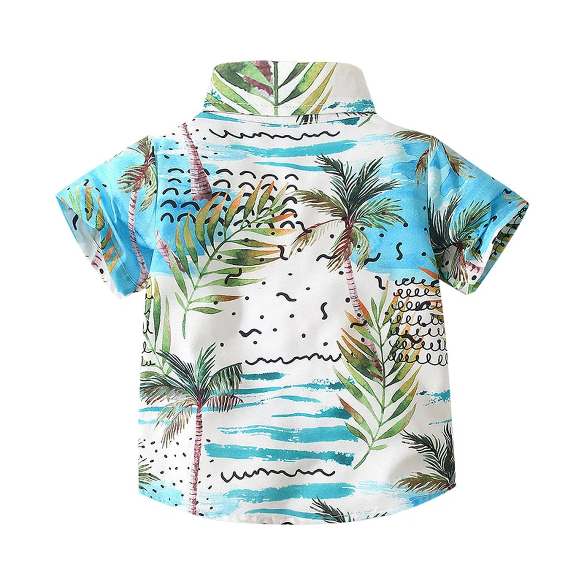 Camicie hawaiane per ragazzi Camicia con bottoni a maniche corte estiva spiaggia tropicale stampato camicie casual per bambini albero di cocco divertente top A15