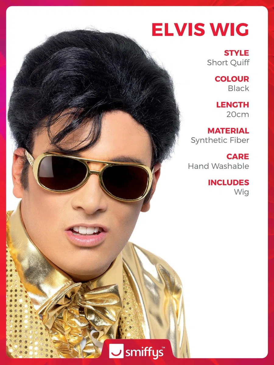 Smiffys Parrucca Elvis, Nero Halloween