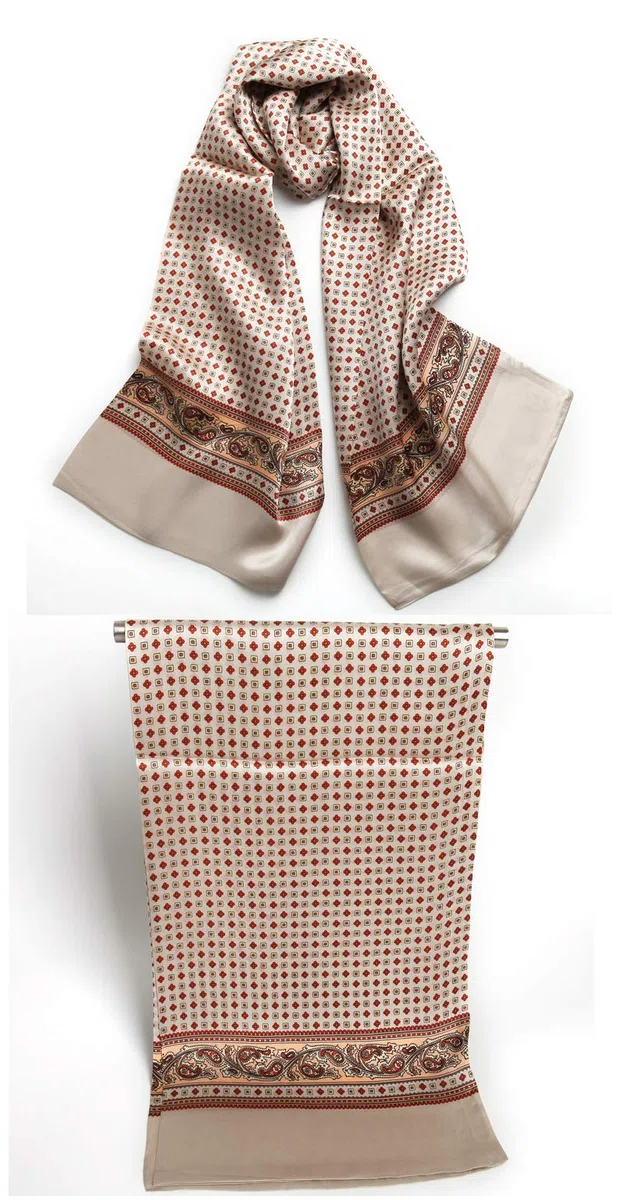 Foulard in 100% seta, motivo fiori, Paisley, sciarpa da uomo