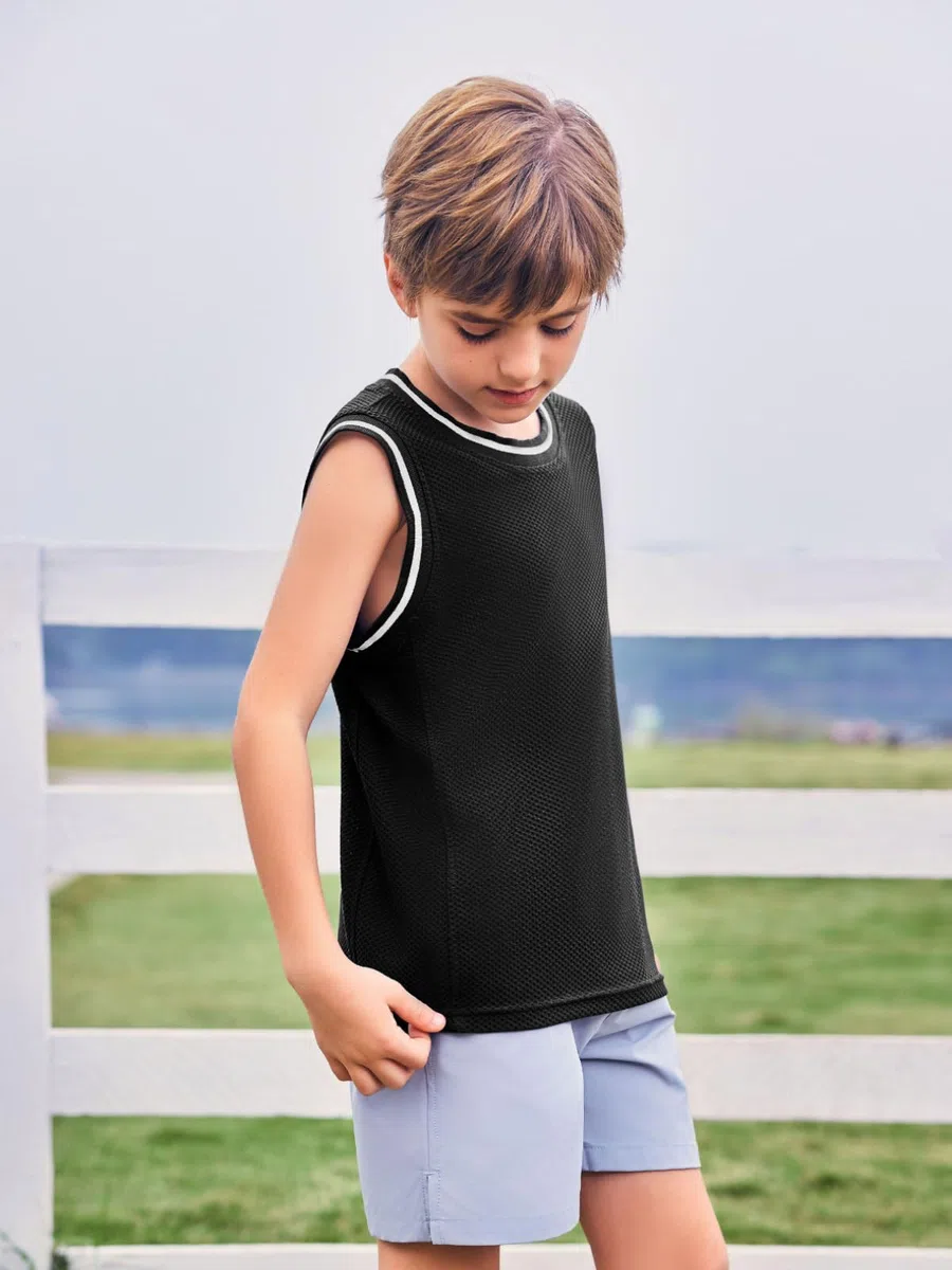 Haloumoning Canottiera estiva sportiva per bambini, leggera, senza maniche, maglietta da basket