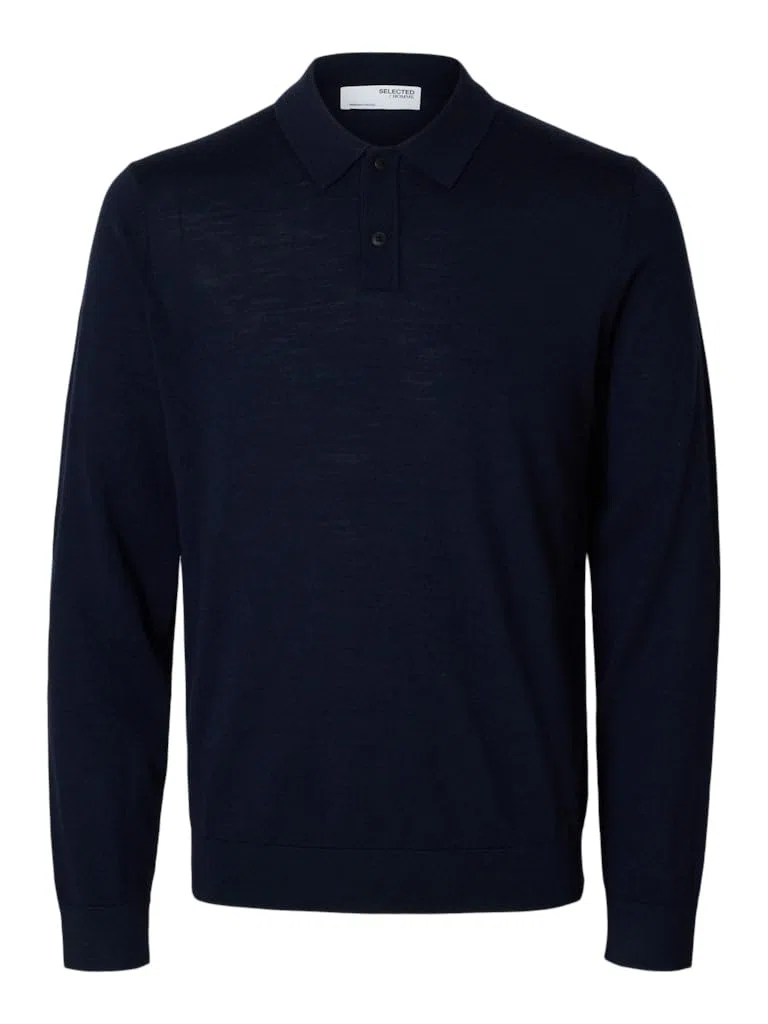 Selected Homme Slhtray LS Knit Merino Polo Noos Pullover Uomo (Pacco da 1)