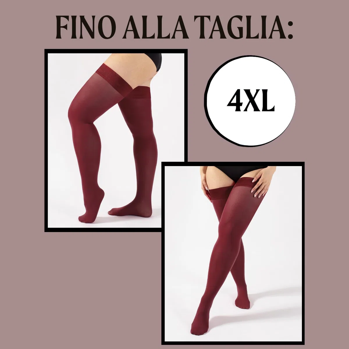 CALZITALY Calze Autoreggenti Donna Coprenti con Banda Liscia | S, M/L, XL, 2XL, 3XL | Nero,Rosso, Verde, Blu | 60 DEN | Made in Italy