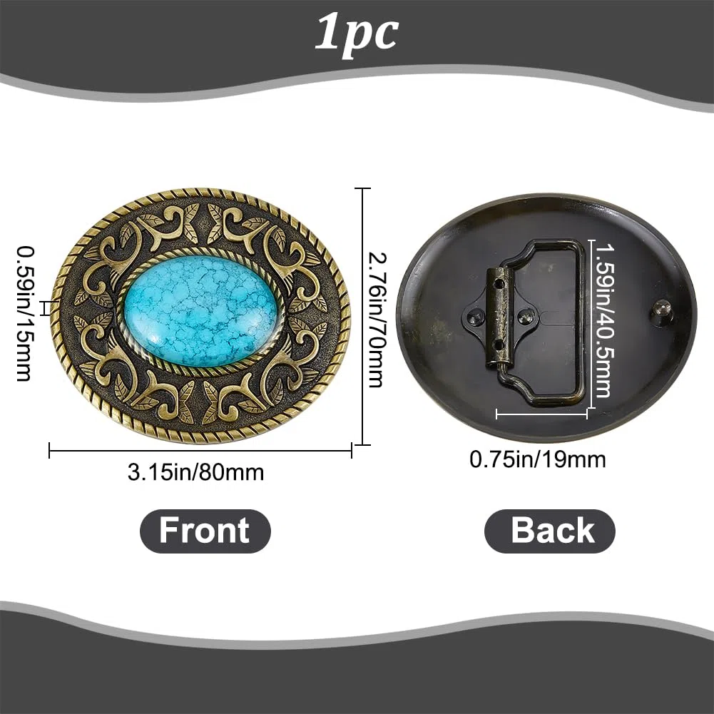 GORGECRAFT Fibbia per Cintura Occidentale Turchese Fibbia Vintage Medievale Fibbia per Cintura Accessorio Stile Bohemien Moda Turchese Gioielli Cintura Fibbie Punk Donna Cowgirl Uomo, Bronzo Antico