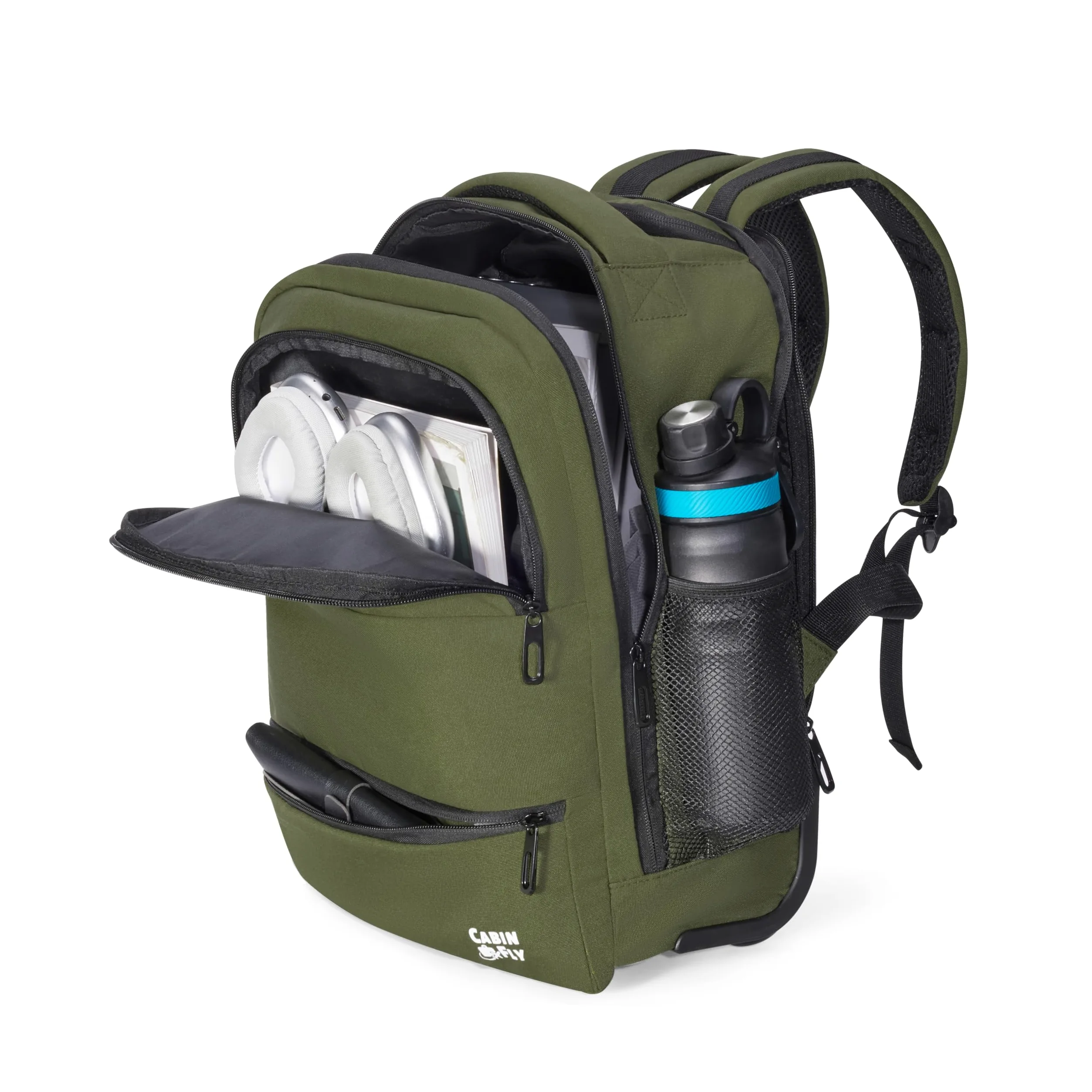 Aircruiser Hybrid 40 x 30 x 20 cm Ryanair Zaino Con Ruote Wizzair Bagaglio a Mano Transavia Zaino da Viaggio Aereo Vueling Carry-On (Verde, 40x30x20 cm - Con Ruote)