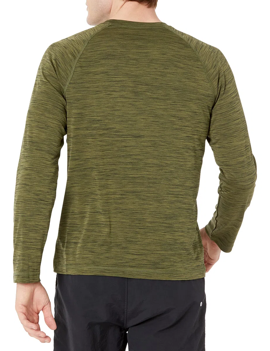 Amazon Essentials Costume a T-Shirt Ad Asciugatura Rapida a Maniche Lunghe Uomo, Verde Oliva Puntinato, XXL