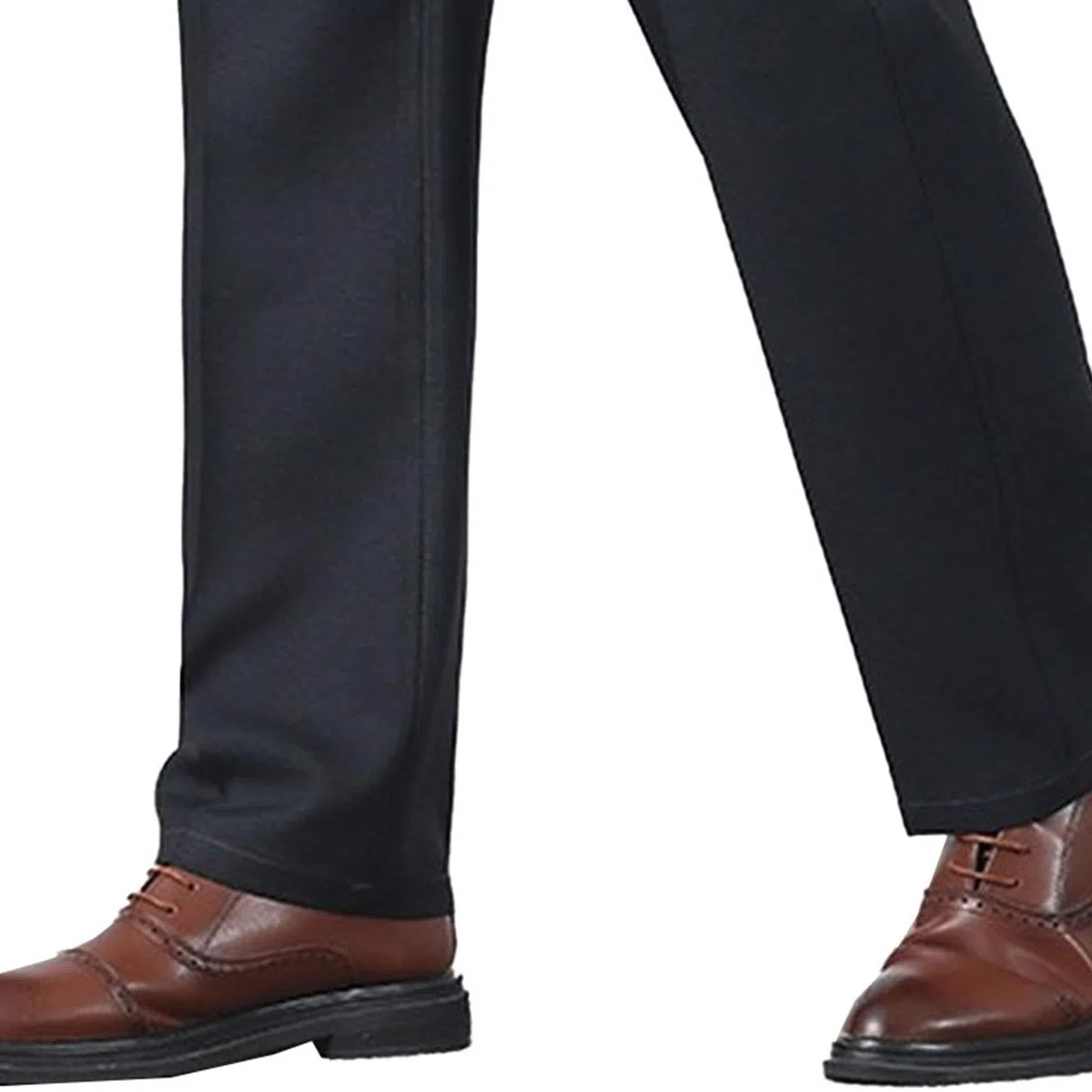 Pantaloni da uomo con elastico in vita per anziani, vita espandibile, pantaloni piatti sul davanti, vestibilità classica, pantaloni piatti sul davanti