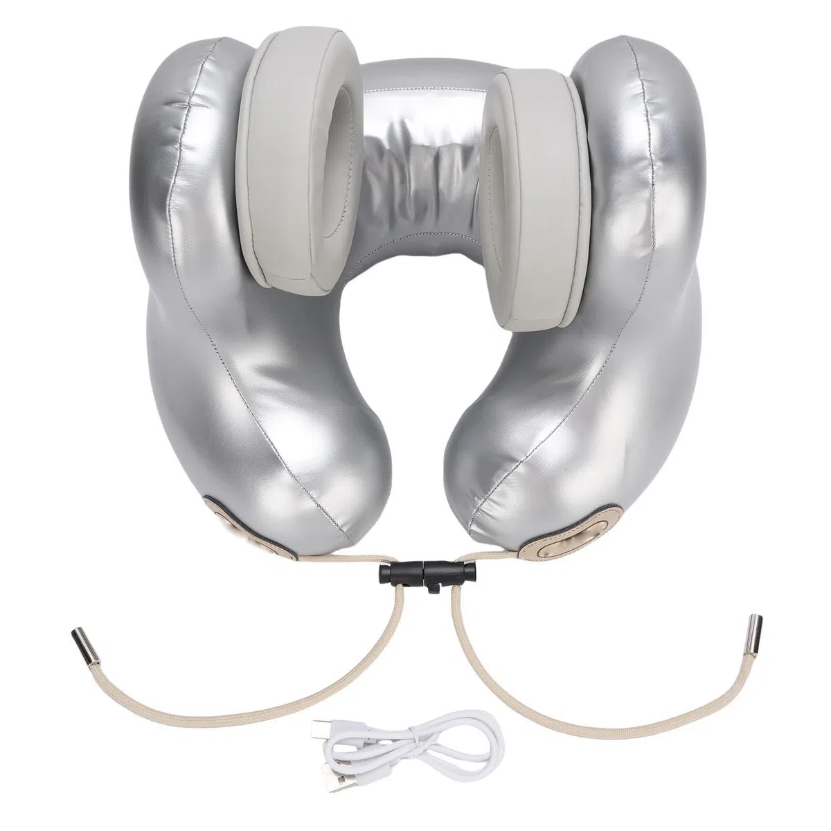 GOWENIC Cuscino da Viaggio per Collo con Auricolare Bluetooth 5.2 Supporto per Collo a 360 Gradi per Famiglie e Voli, Riscaldamento Regolabile e Cuscinetti Auricolari Rimovibili per un Riposo
