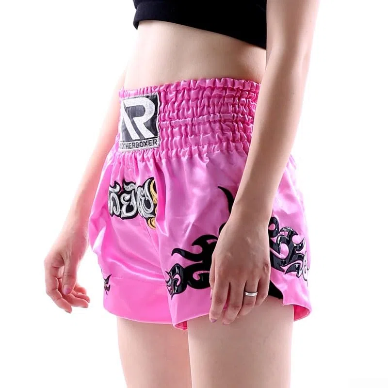 Pantaloncini da boxe da donna, con elastico in vita, per Muay Thai, MMA, allenamento, arti marziali, kickboxing, taglia M, rosa