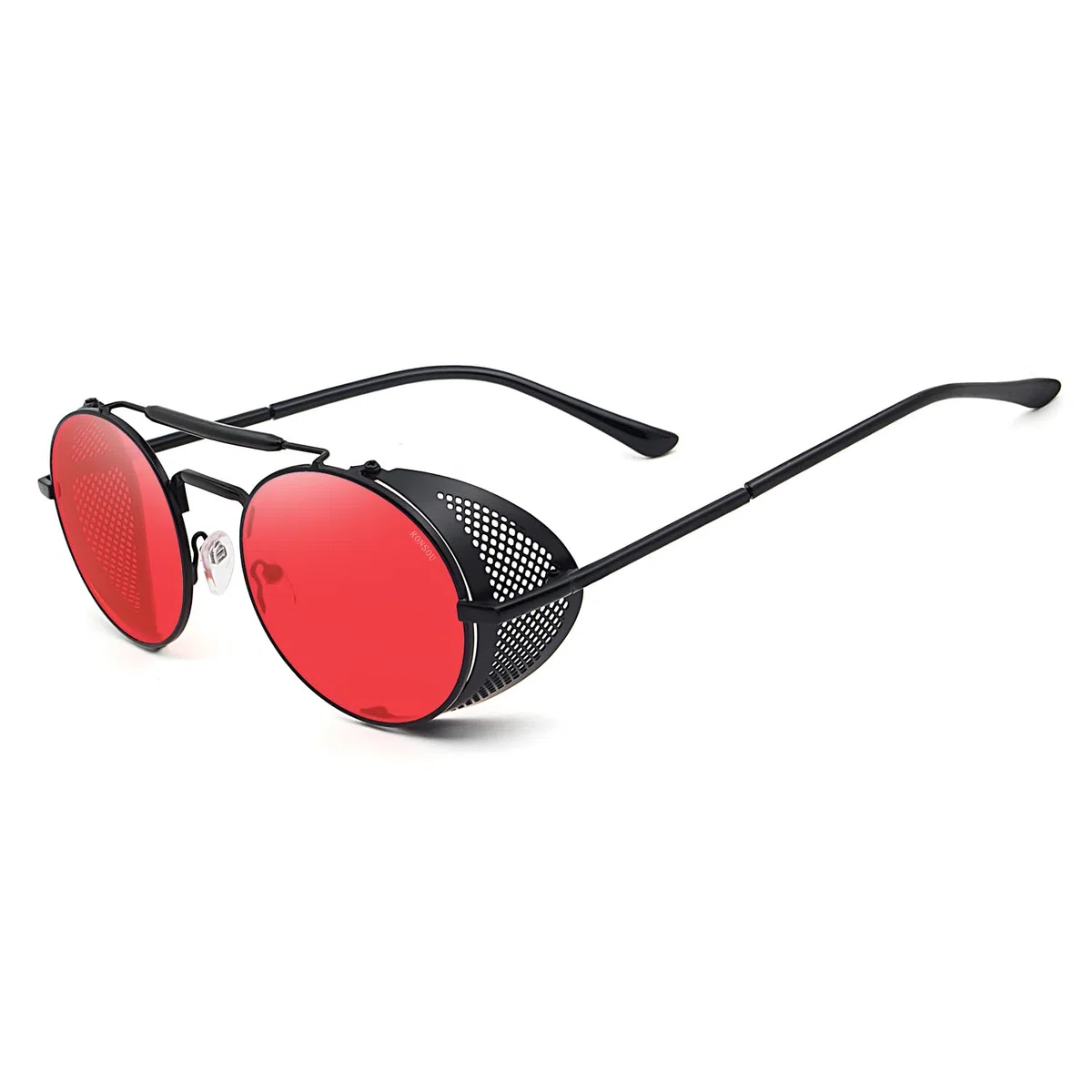RONSOU Steampunk Stile Rotondi Vintage Polarizzati Occhiali da Sole Retrò Occhiali UV400 Protezione Metallo Telaio