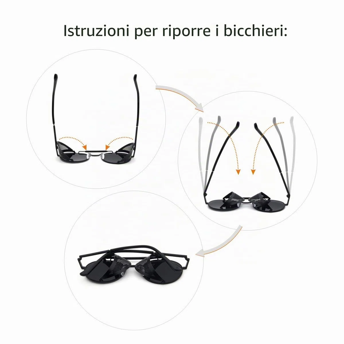 RONSOU Steampunk Stile Rotondi Vintage Polarizzati Occhiali da Sole Retrò Occhiali UV400 Protezione Metallo Telaio