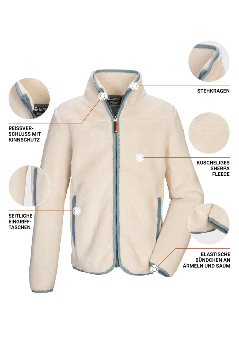 Killtec Kow 241 Bys Flc Jckt Giacca in sherpa/pile con colletto rialzato Bambini e ragazzi