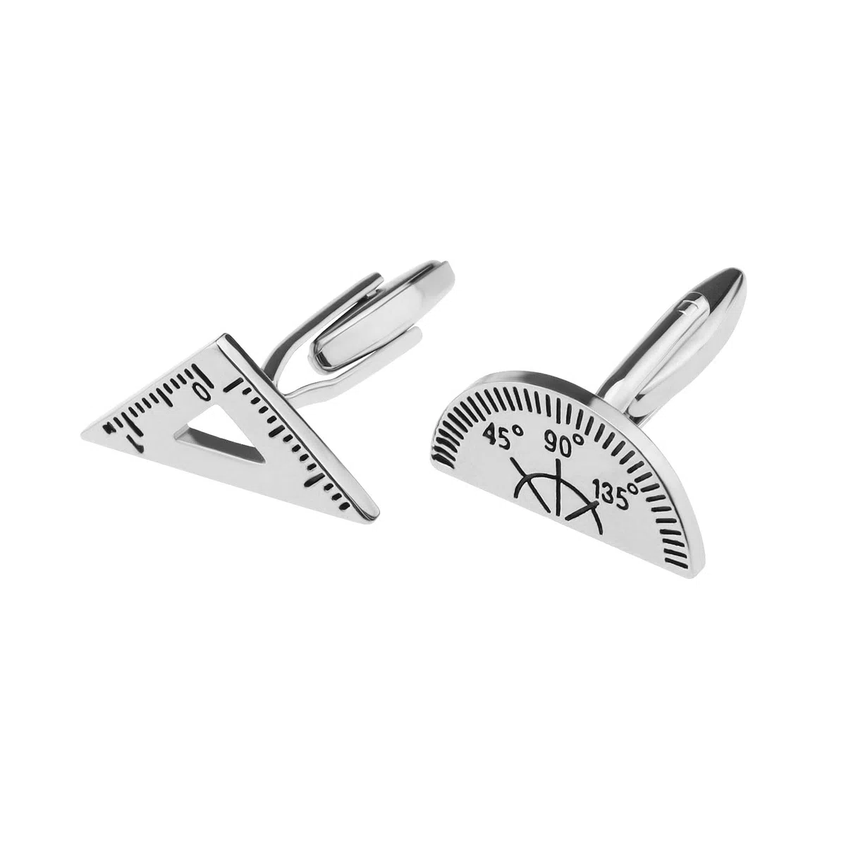 SG Store 1 paio Gemelli Goniometro Triangolo Matematica Goniometro Regola Partito Gemelli Grazie Regalo Architetto Regalo Matematica Regali Novità Design, Argento, Comme indiqué sur l'image, Ottone