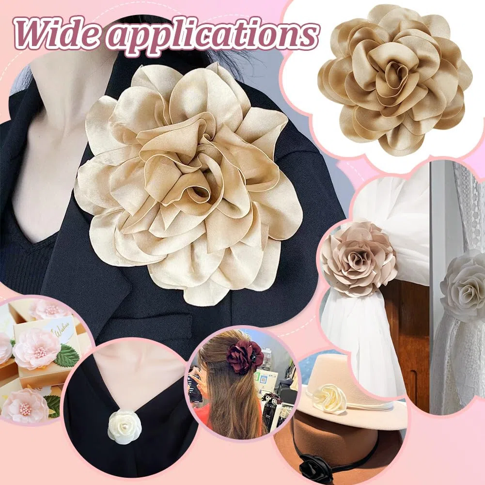 PH PandaHall 18cm Spilla a Forma di Fiore Rosa Elegante per Donna - Fermaglio Grande per Cerimonia e Abiti da Ballo, Goldenrod