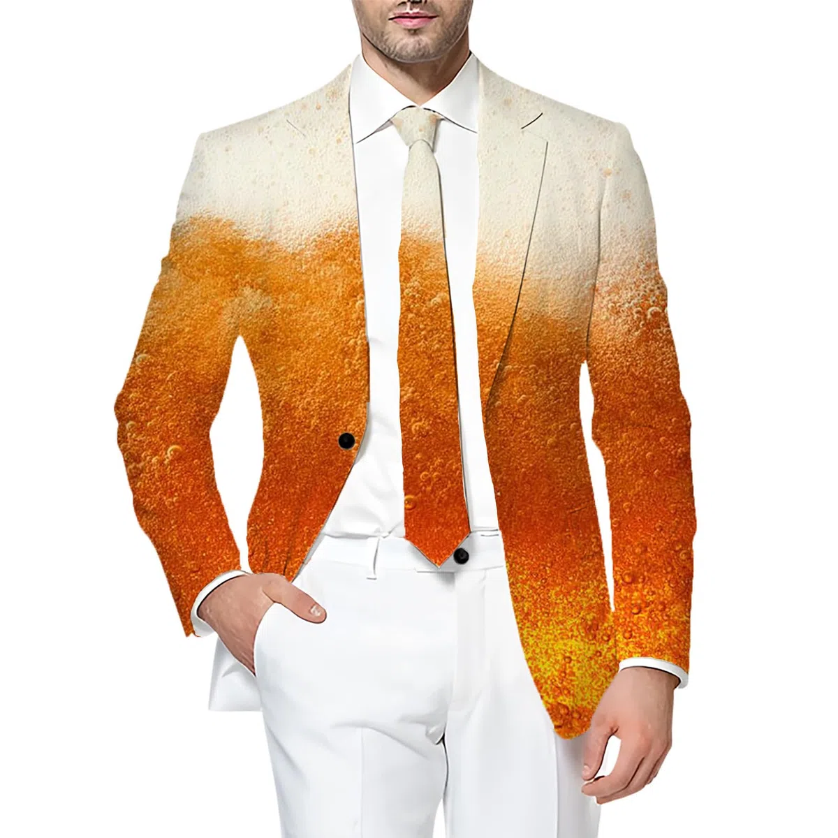 Generisch Elegante giacca da uomo con stampa birra per Oktoberfest, elegante abbigliamento per feste, abbigliamento formale, per uomini e donne (giallo, M)