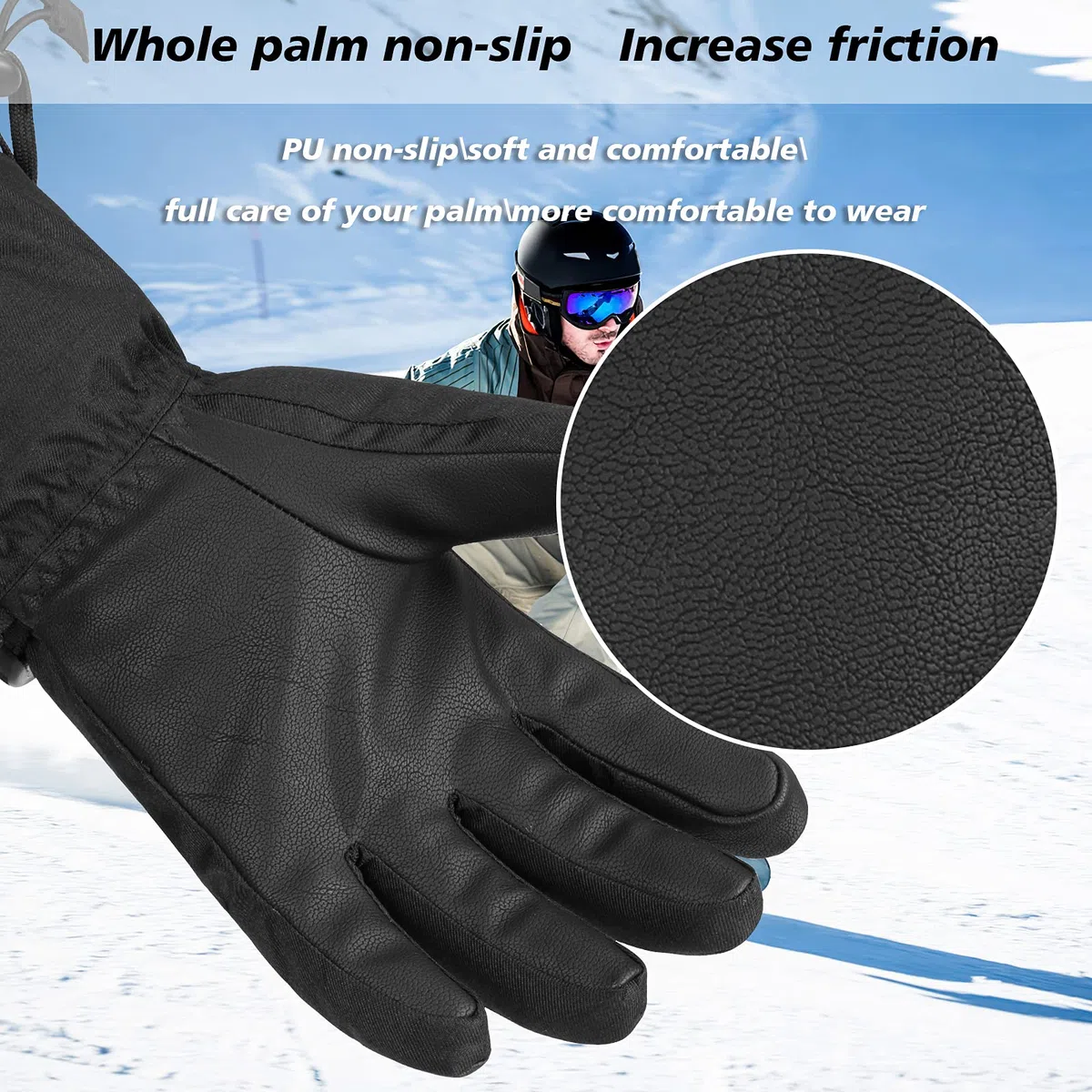 QKURT Guanti da Sci, Guanti Invernali Caldi Antivento Guanti da neve Uomo Donna per Climi Freddi per Slittino Snowboard Pattinaggio Ciclismo Corsa e Attività all'aperto