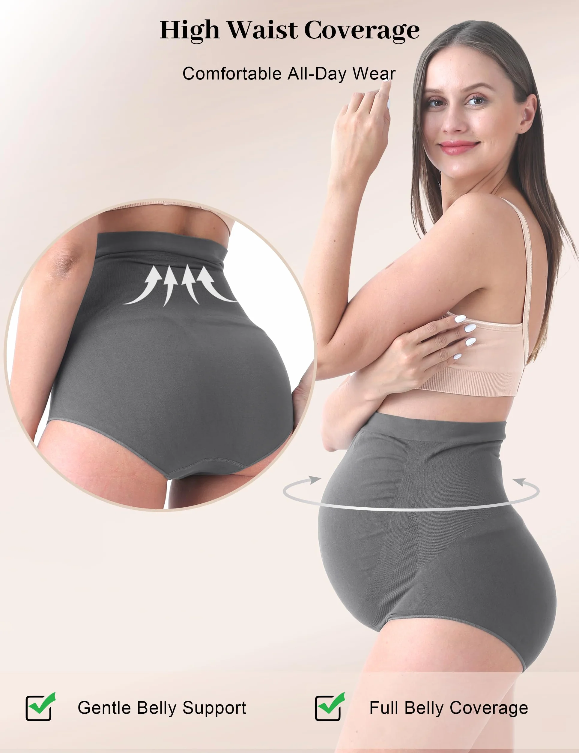 SUNNYBUY Biancheria Intima Premaman a Vita Alta da Donna per Gravidanza Senza Cuciture morbide Mutandine Hipster sopra Il pancione