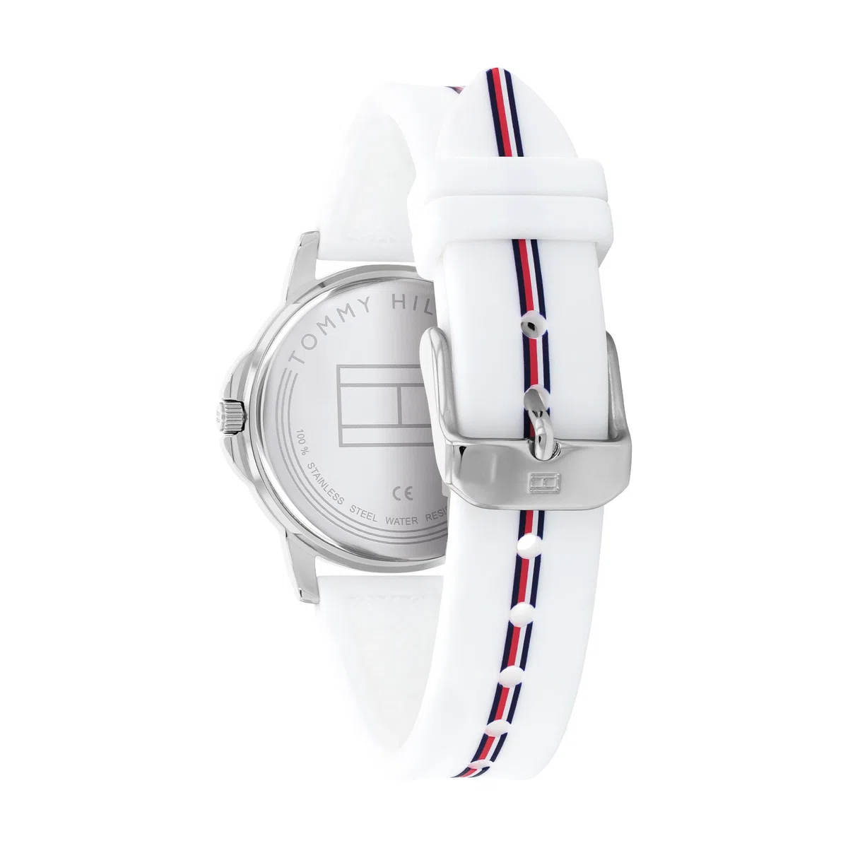 Tommy Hilfiger Orologio da Ragazza con Quadrante Argento, Cinturino in Silicone Bianco, Cassa Argento 32mm, Movimento al Quarzo a 3 Lancette, Resistenza all’acqua di 3 ATM - 1720014