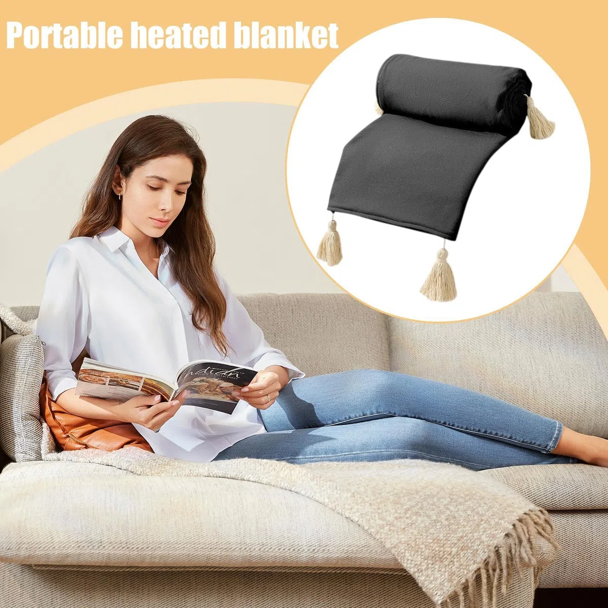 Scialle riscaldato, coperta termica portatile, scaldacorpo elettrico a 3 | velocità, scialle riscaldabile per donne, per ufficio, casa, viaggi, inverno, interno, collo, spalle, campeggio e uso esterno