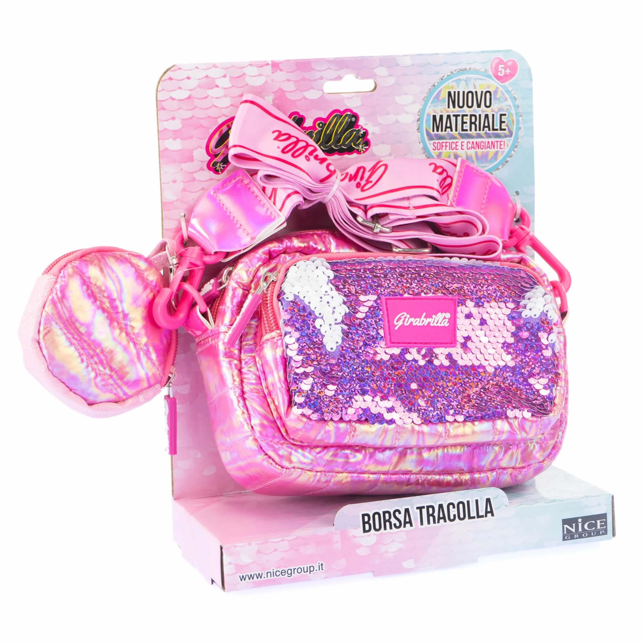 Girabrilla Nice Group Puffer Borsa Pochette, 1 Borsetta a tracolla Magenta con Porta Monete per bambine