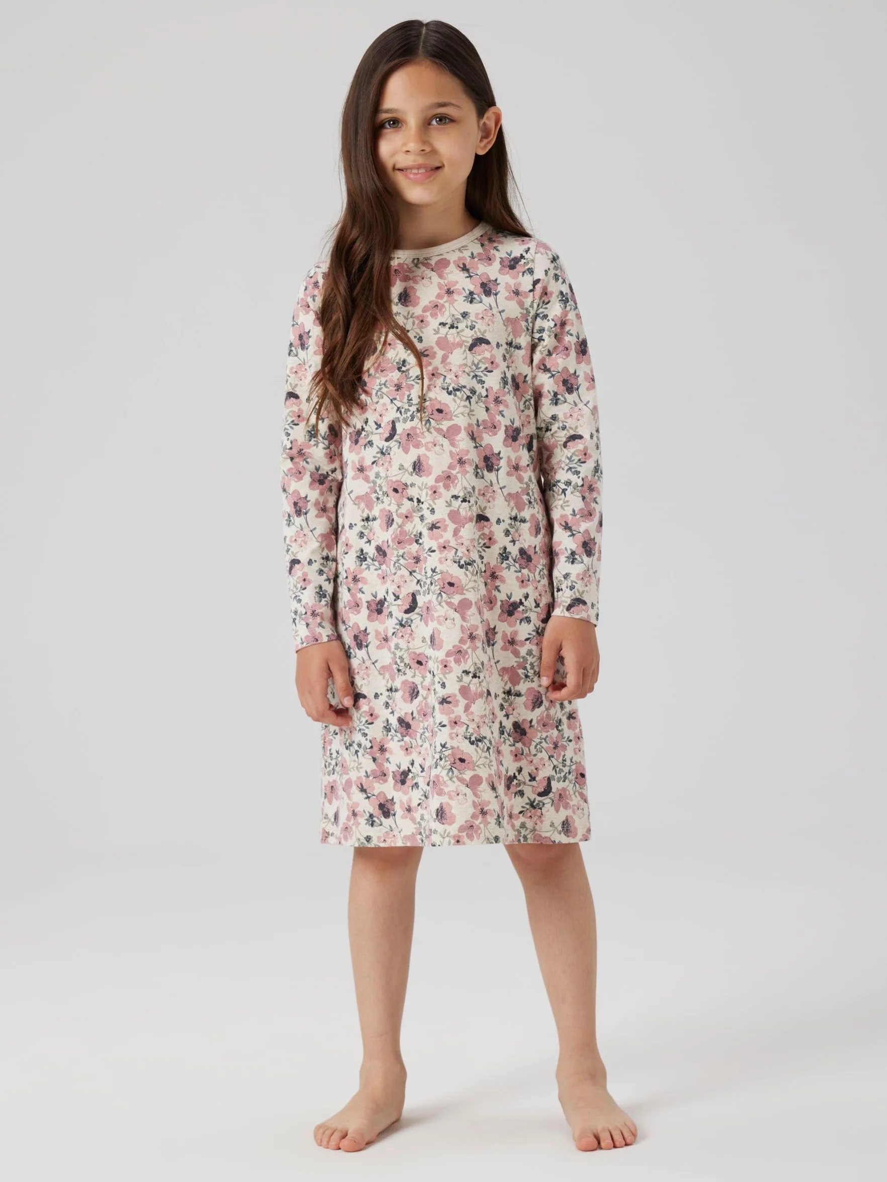 Name IT Nkfnightgown LS Nostalgia Flower Noos Camicia da Notte Bambine e Ragazze (Pacco da 1)