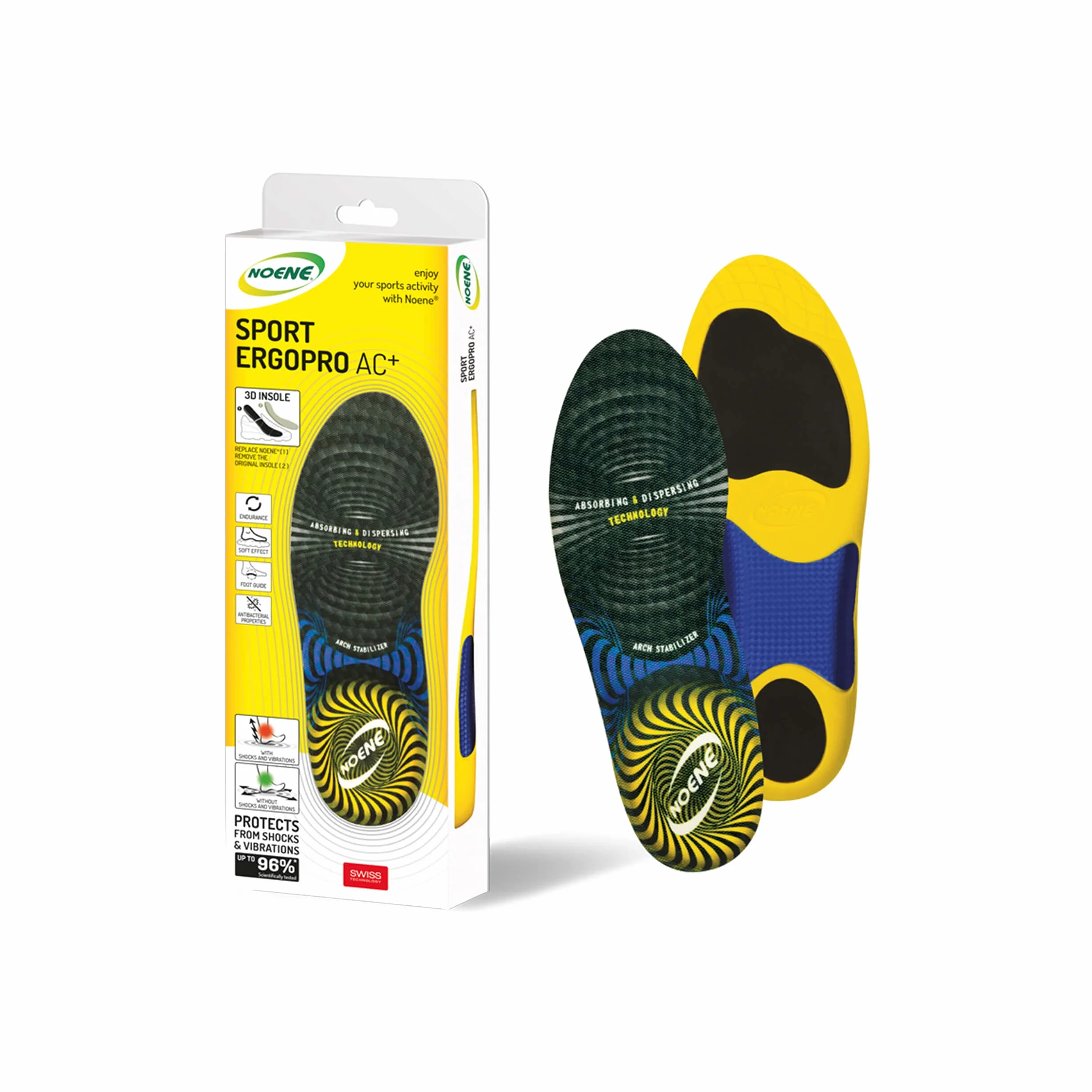Solette Noene AC + ERGOPRO Solette antiurto per scarpe sportive perfette per lo sport e la vita di tutti i giorni, ideali per uomini e donne