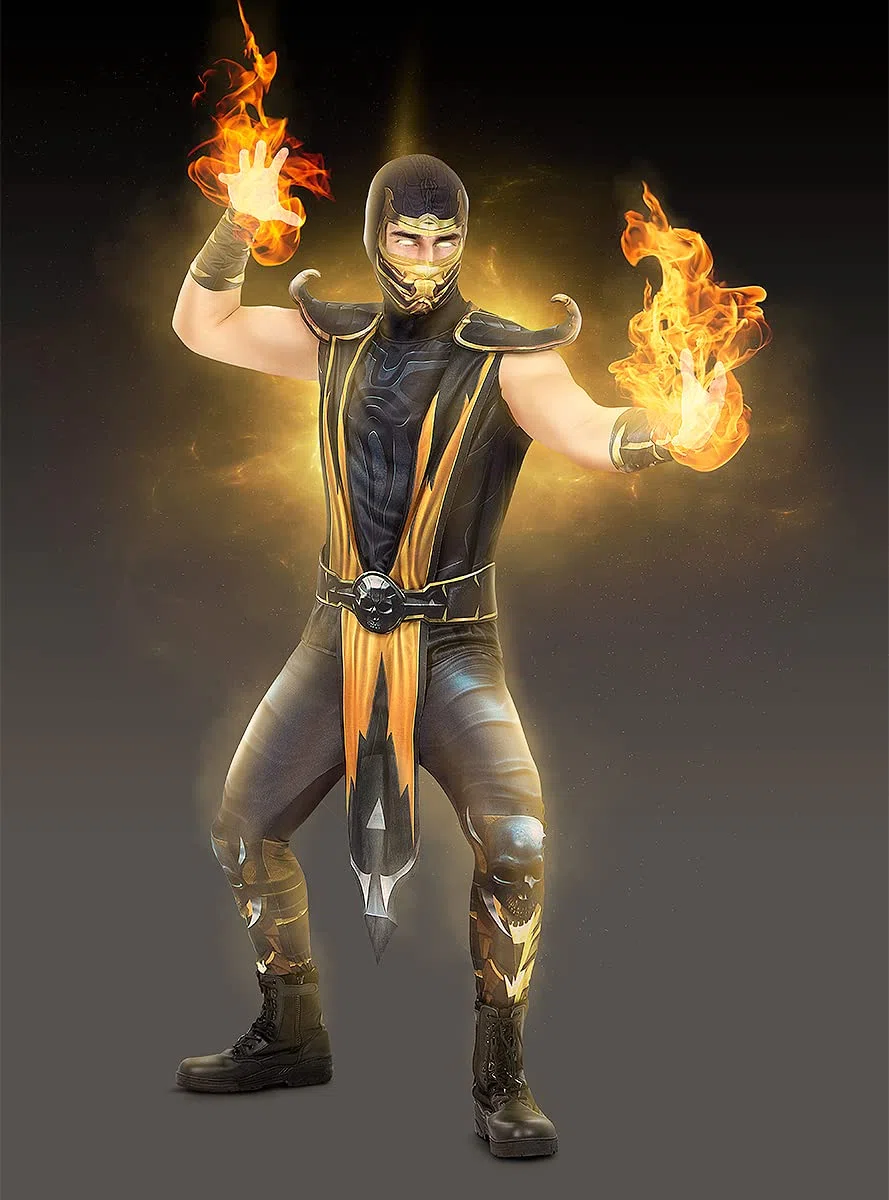 Funidelia | Costume da Scorpion Mortal Kombat per uomo Videogiochi - Costume per Adulto e accessori per Feste, Carnevale e Halloween - Nero